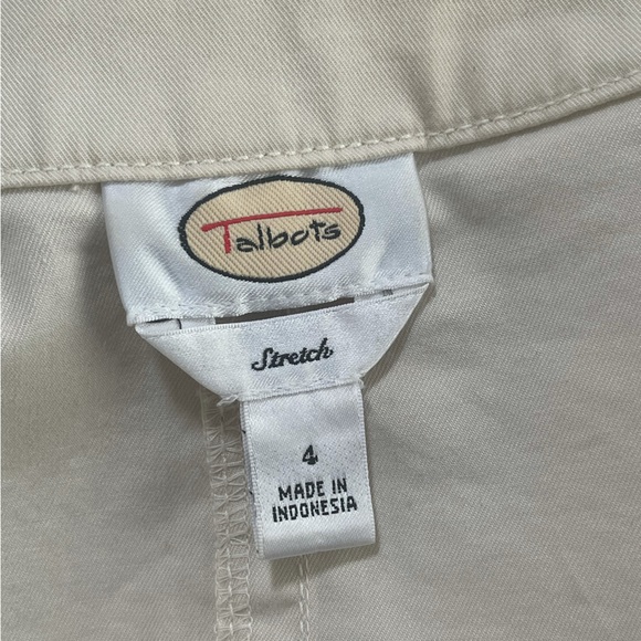 Talbots Cream Color Utility Style Jacket Sz 4 Off White Blazer Cotton Stretch - Picture 10 of 11